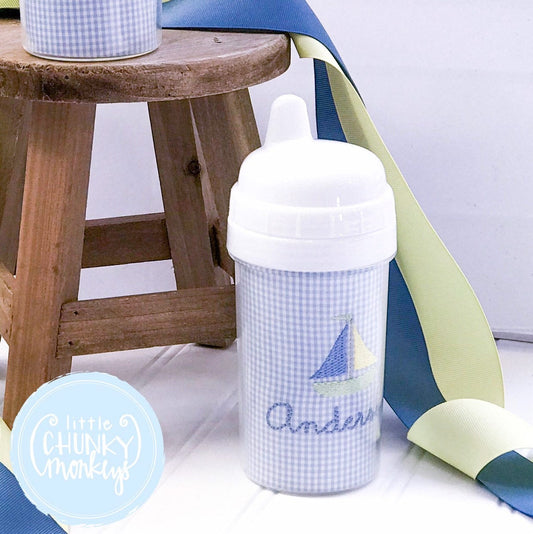 Toddler Sippy Cup - Sailboat with  Personalization