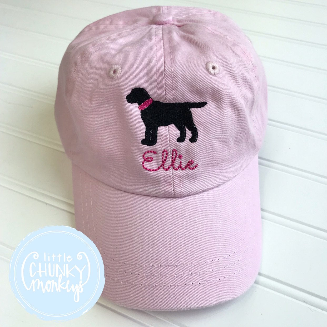 Toddler Kid Hat - Pale Pink with Standing Black Dog