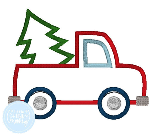Boy Shirt - Vintage Truck with Christmas Tree