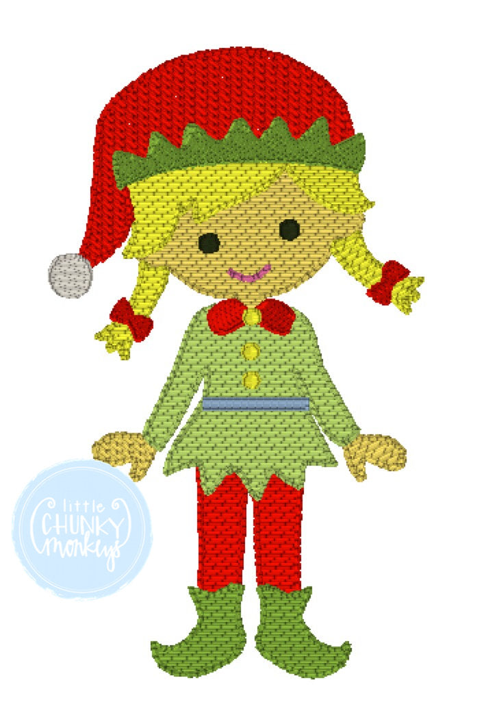 Girl Shirt - Stitched Christmas Girl Elf