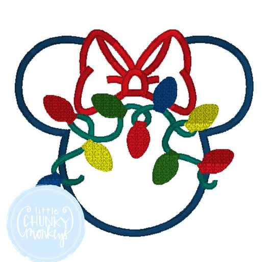 Girl Shirt - Stitched Christmas Mouse with Lights