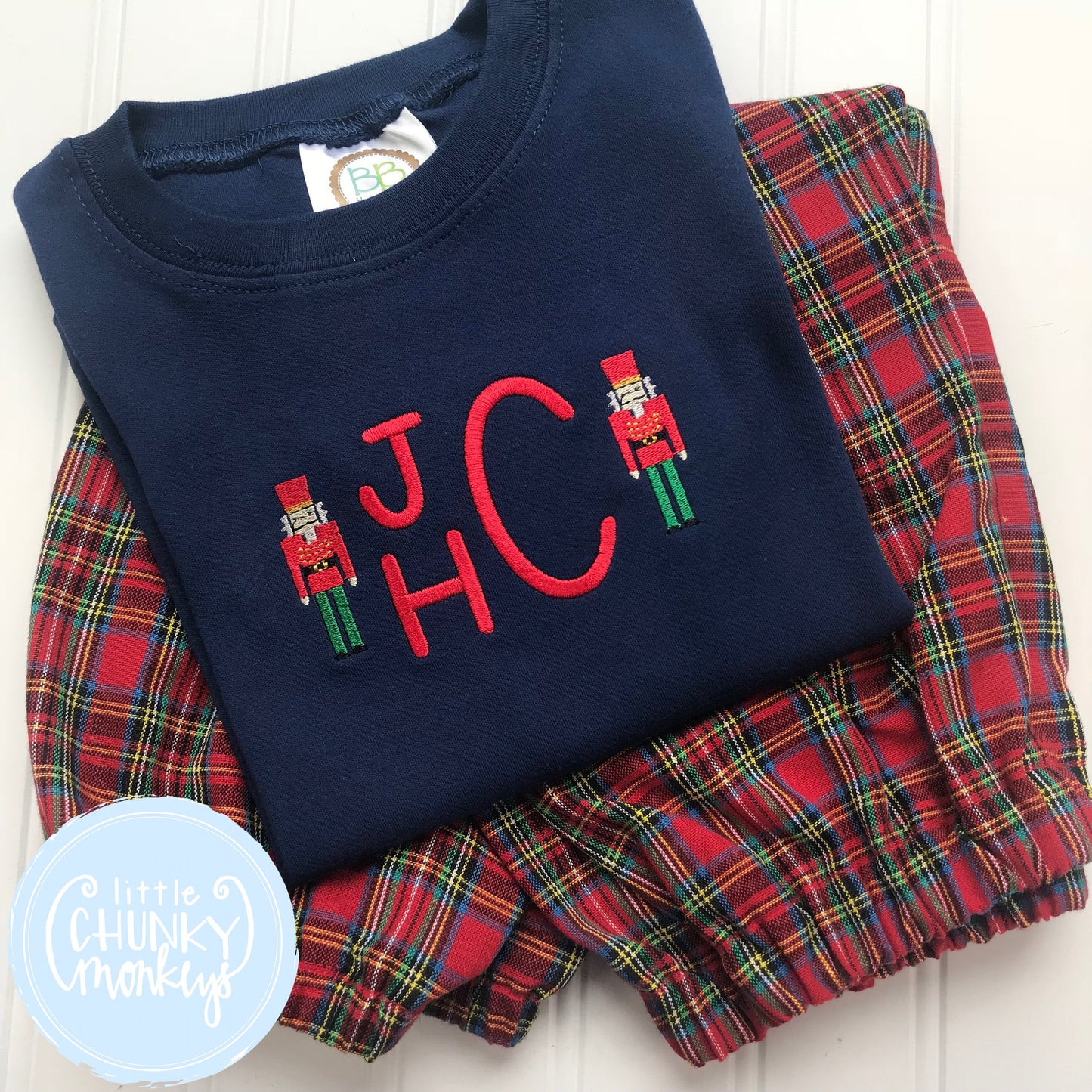 Boy Shirt - Stacked Initials with Mini Nutcrackers