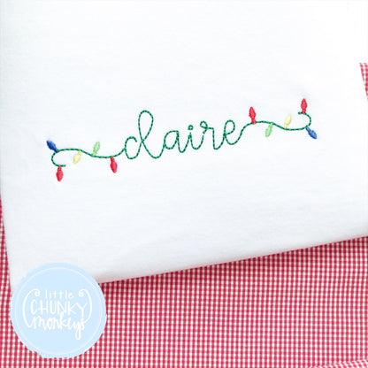 Girl Shirt -Embroidered Christmas Lights