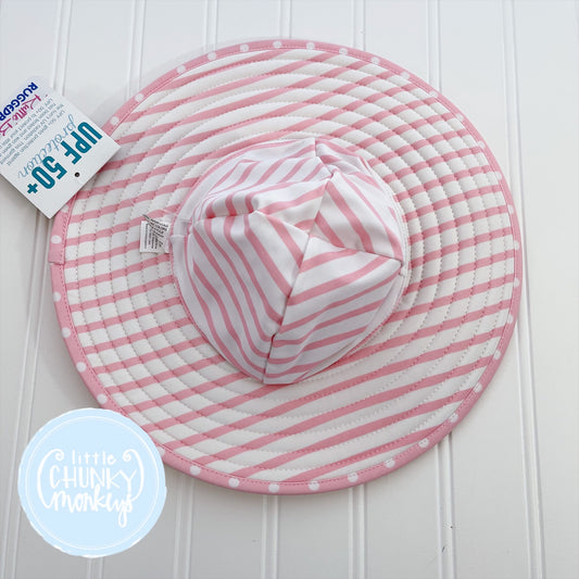 Pink with White Polka Dot Reversible Hat - Ruffle Butts - 12m-2T