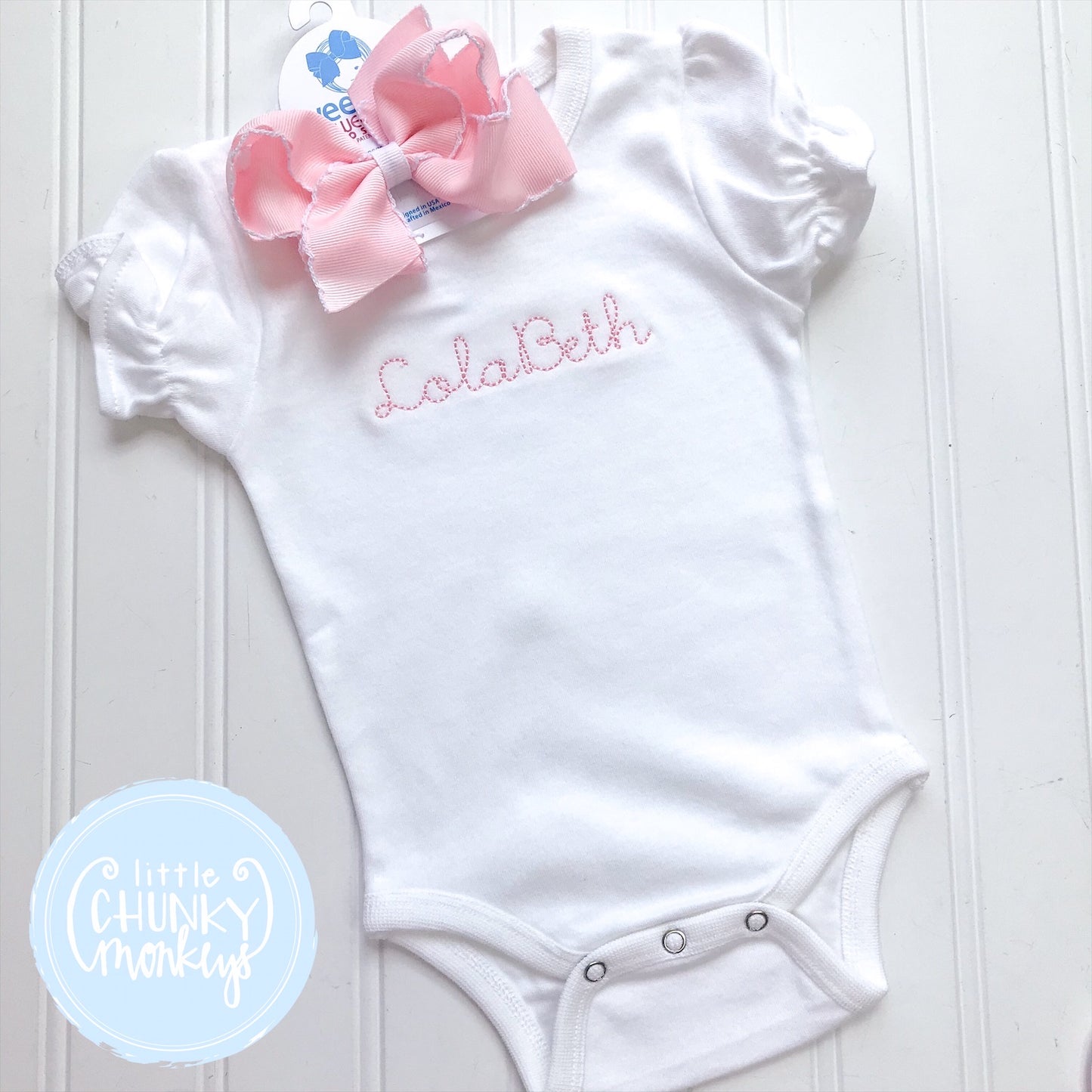 Girl Romper - White Bodysuit with Personalization
