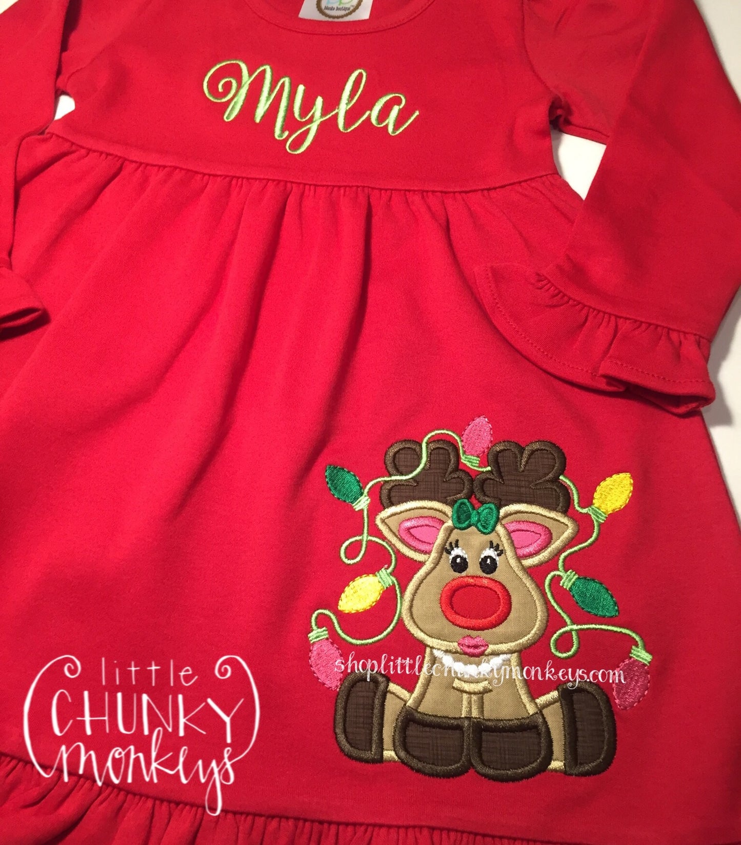 Girl Outfit - Christmas  Outfit - Reindeer Ruffle Dress