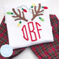 Boy Shirt -Boy Christmas Shirt - Circle Monogram with Antlers