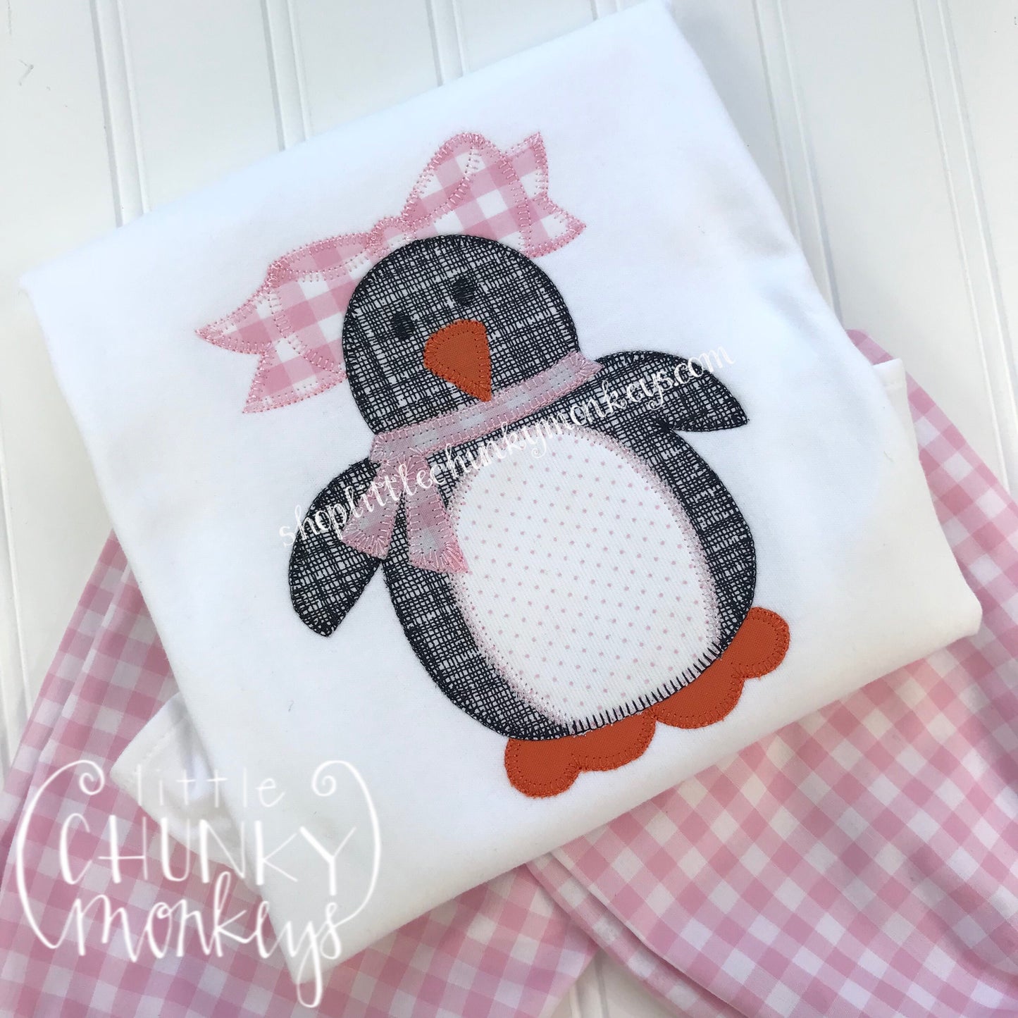 Girl Outfit - Girl Winter Outfit - Penguin Girl Shirt with Bow