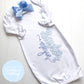 Baby Girl Gown - Bring Home Outfit - Personalized Newborn Gown with Applique + Personalization