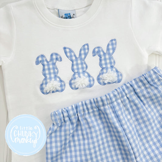 Boy Shirt - Bunny Trio with Cottontails