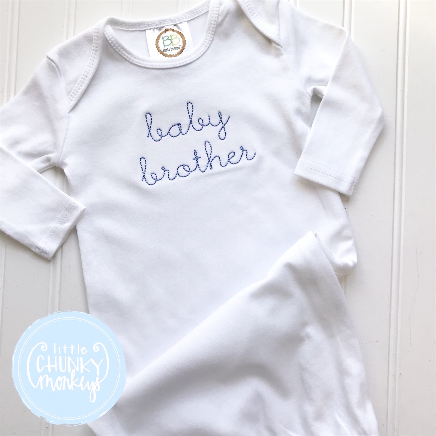 Baby Boy Gown - Bring Home Outfit - Personalized Newborn Gown White with Simple Stitch