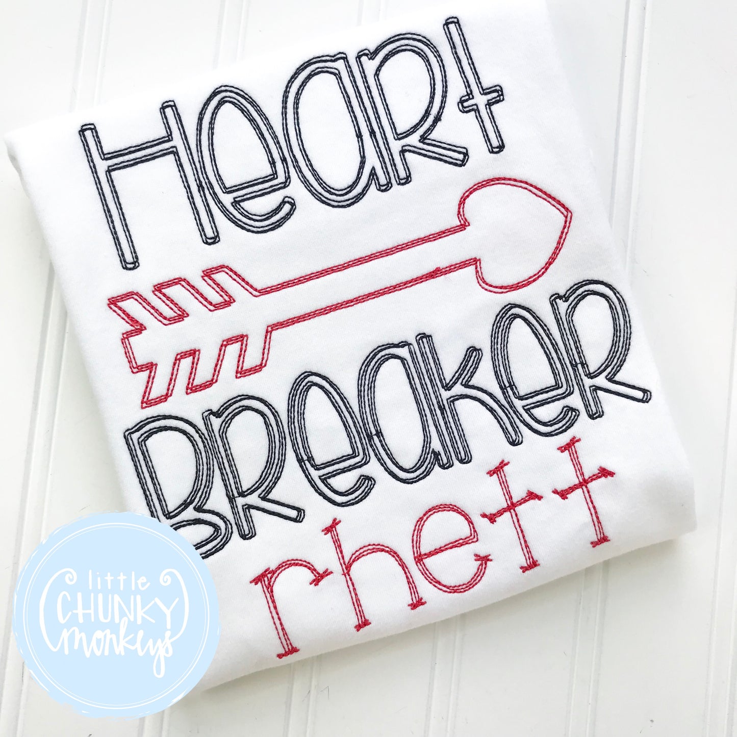 Boy Shirt - Valentine Shirt-Stitched Heart Breaker with Personalization
