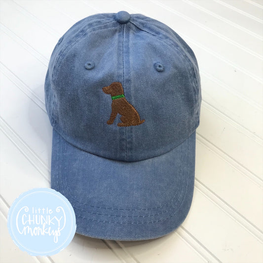 Toddler Kid Hat - Chocolate Dog on Light Blue hat