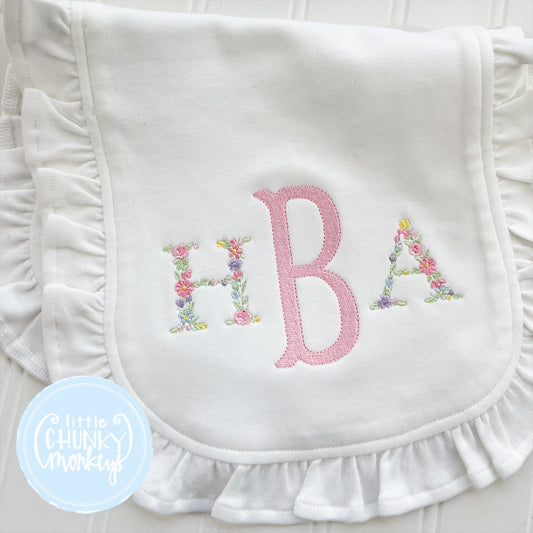 Floral Fishtail Monogram Bib or Burp Cloth