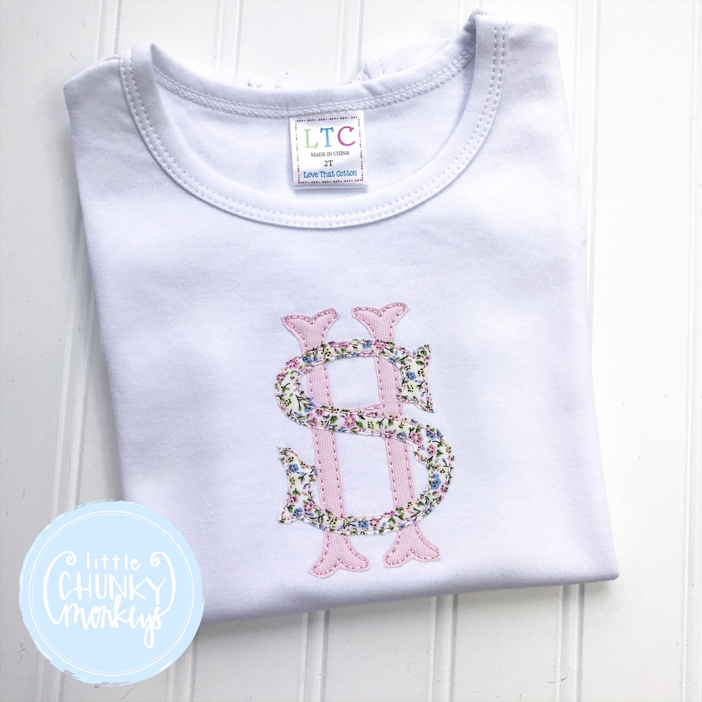 Girl  Shirt White - Stacked Monogram