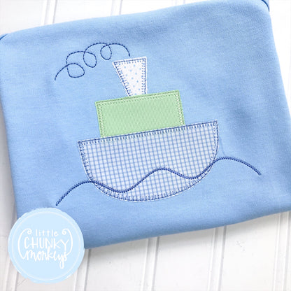 Boy Sun Bubble - Applique Sailboat on Light Blue Sun Bubble