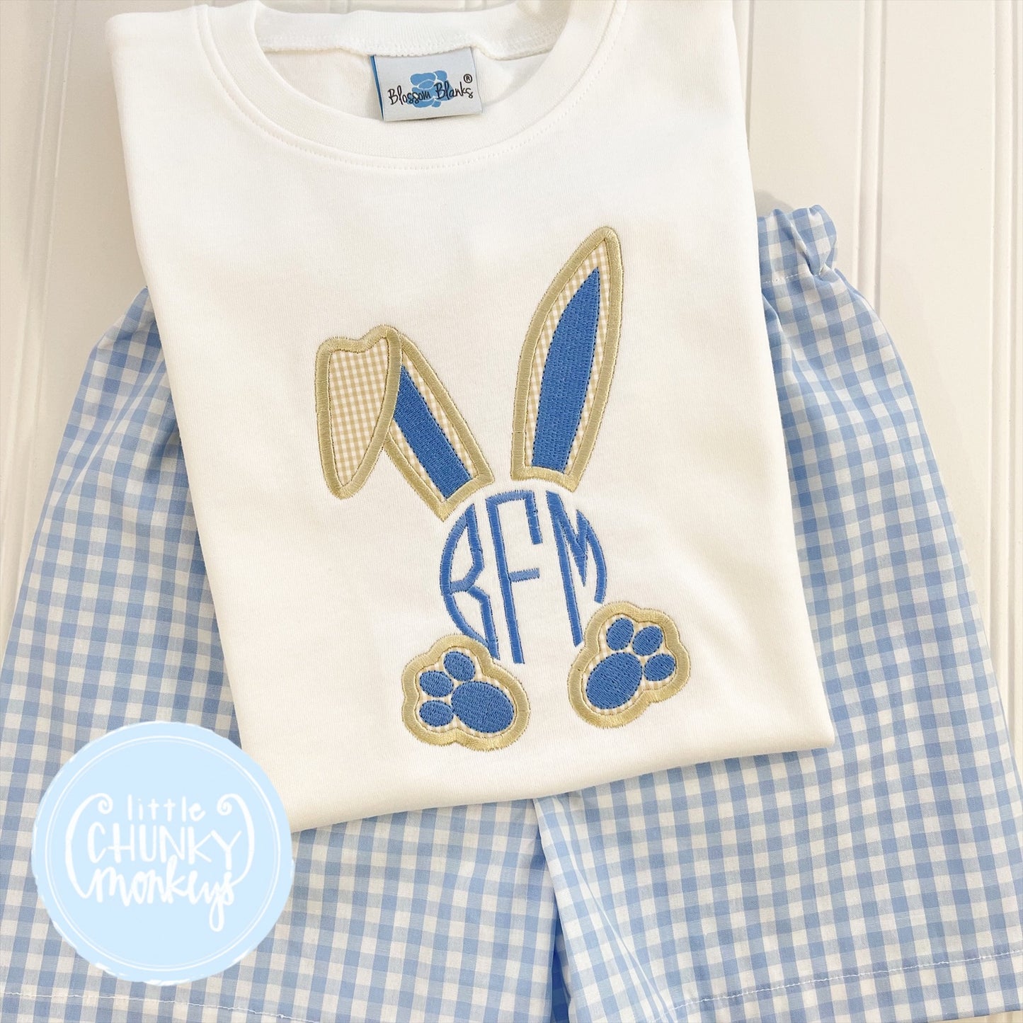 Boy Shirt - Floppy Ear Bunny with Monogram