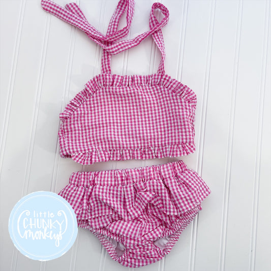 Ready to Ship - Pink Gingham Swim - 2T
