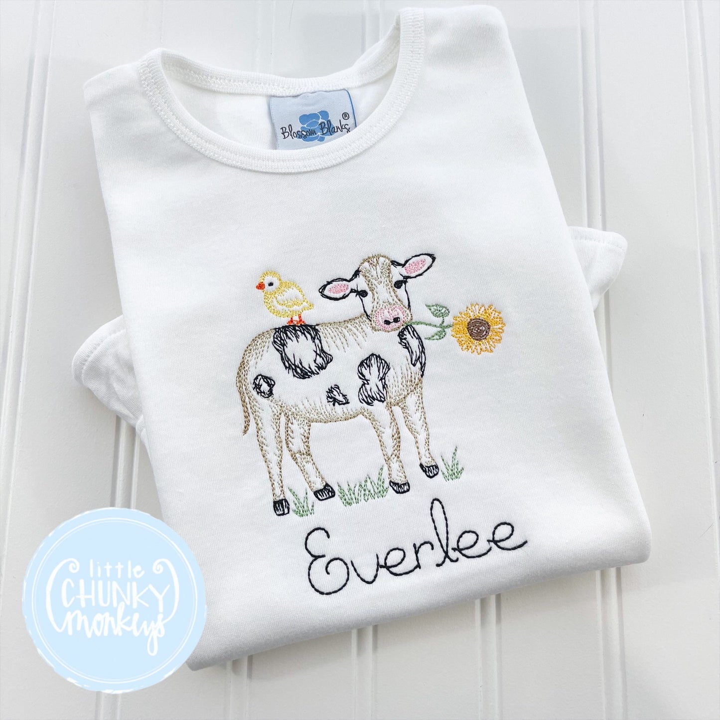 Girl Shirt- Stitched Cow