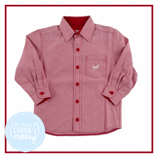 Red Chambray Dress Shirt