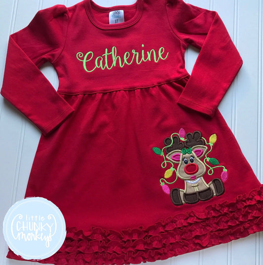 Girl Outfit - Christmas  Outfit - Reindeer Ruffle Dress