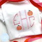 Girl Shirt- Stitched Circle Monogram with Mini Pumpkins