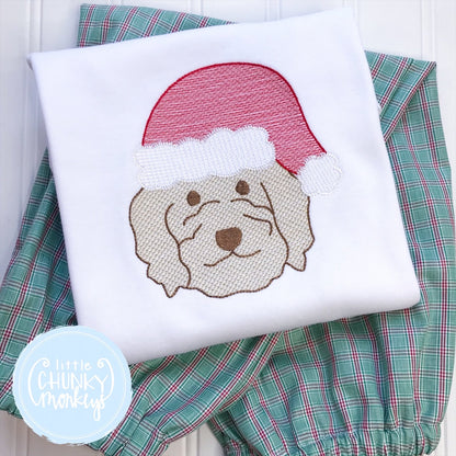 Girl Shirt -Doodle Wearing Santa Hat