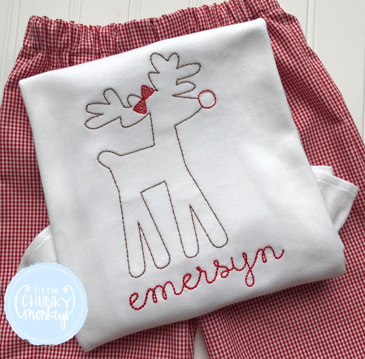 Girl Shirt - Stitch Rudolph Girl with bow Shirt