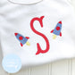Boy Sun Bubble - Embroidered Initial with Space Rocket on White Sun Bubble