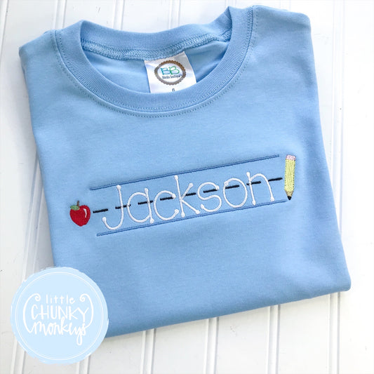 Boy Shirt -Double Stacked Monogram Applique in Mint and Light Blue – Little  Chunky Monkeys
