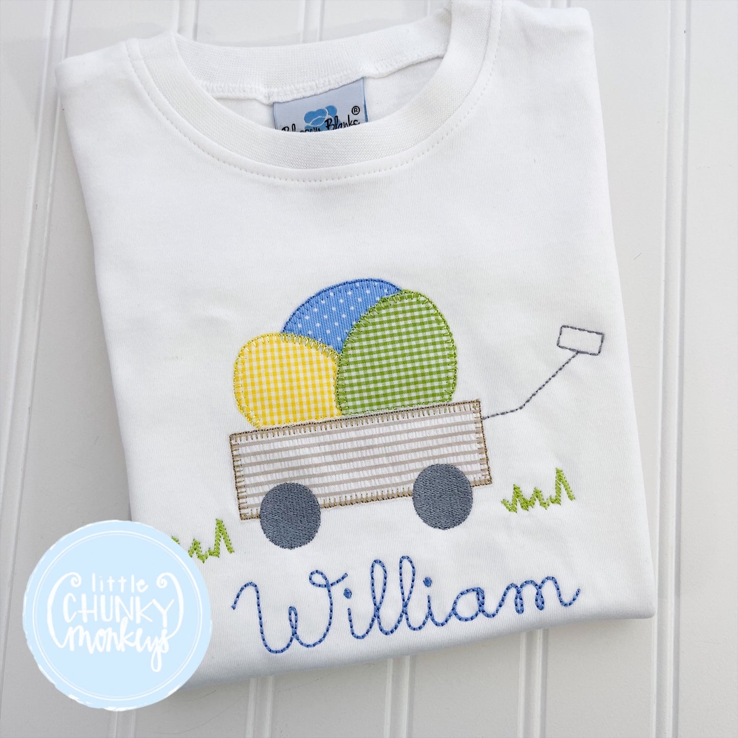 Ready to Ship - "William" - 2T Short Sleeve - Easter Wagon