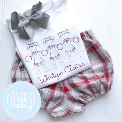 Girl Shirt- Vintage Stitch Cheer Trio - Crimson & Grey