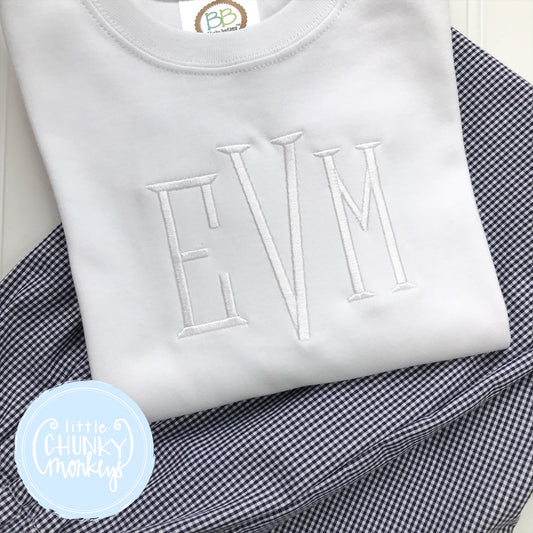 Boy Shirt - Embroidered Monogram on White shirt