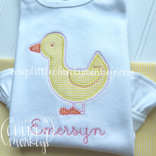 Girl Outfit - Girl Shirt - Duck Applique Shirt