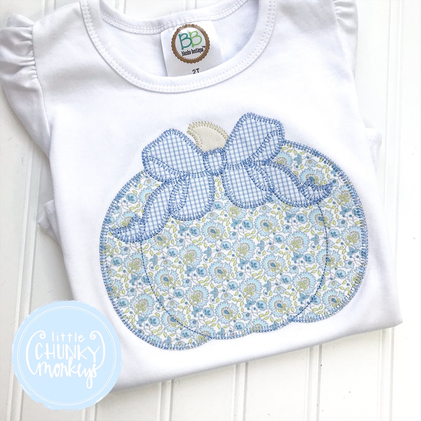 Girl Shirt- Appliqué Floral Pumpkin with Bow + Personalization