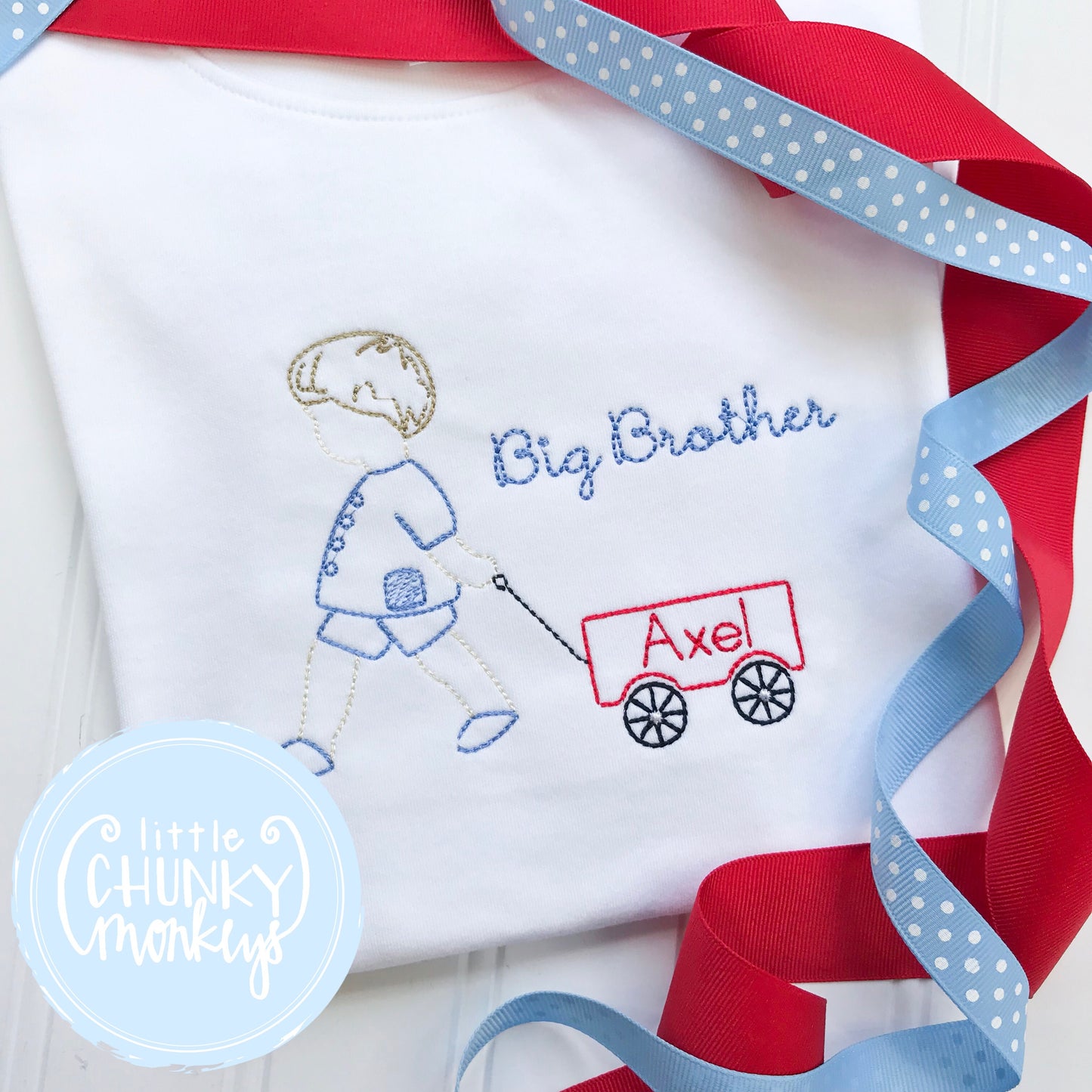 Boy Shirt - Big Brother Pulling Wagon