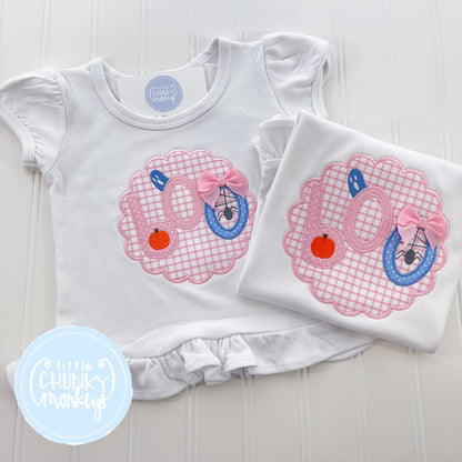 Girl outfit - Scalloped Applique Boo with Bow