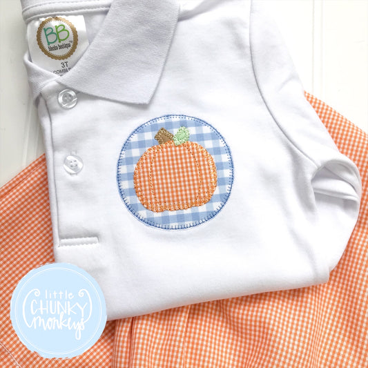 Boy Polo Shirt - Pumpkin Applique