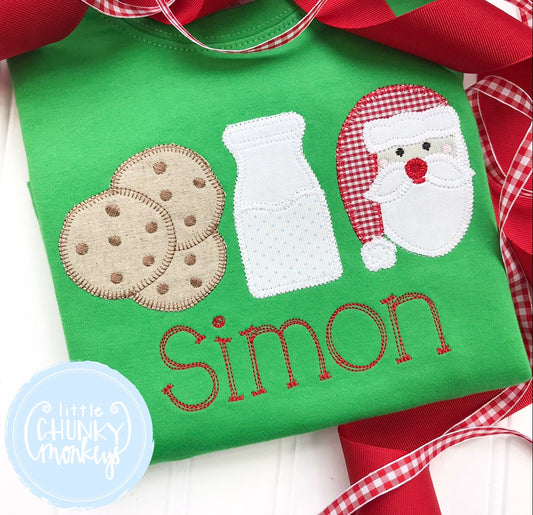 Boy Shirt - Christmas Cookies, Milk, and Santa + Personalization
