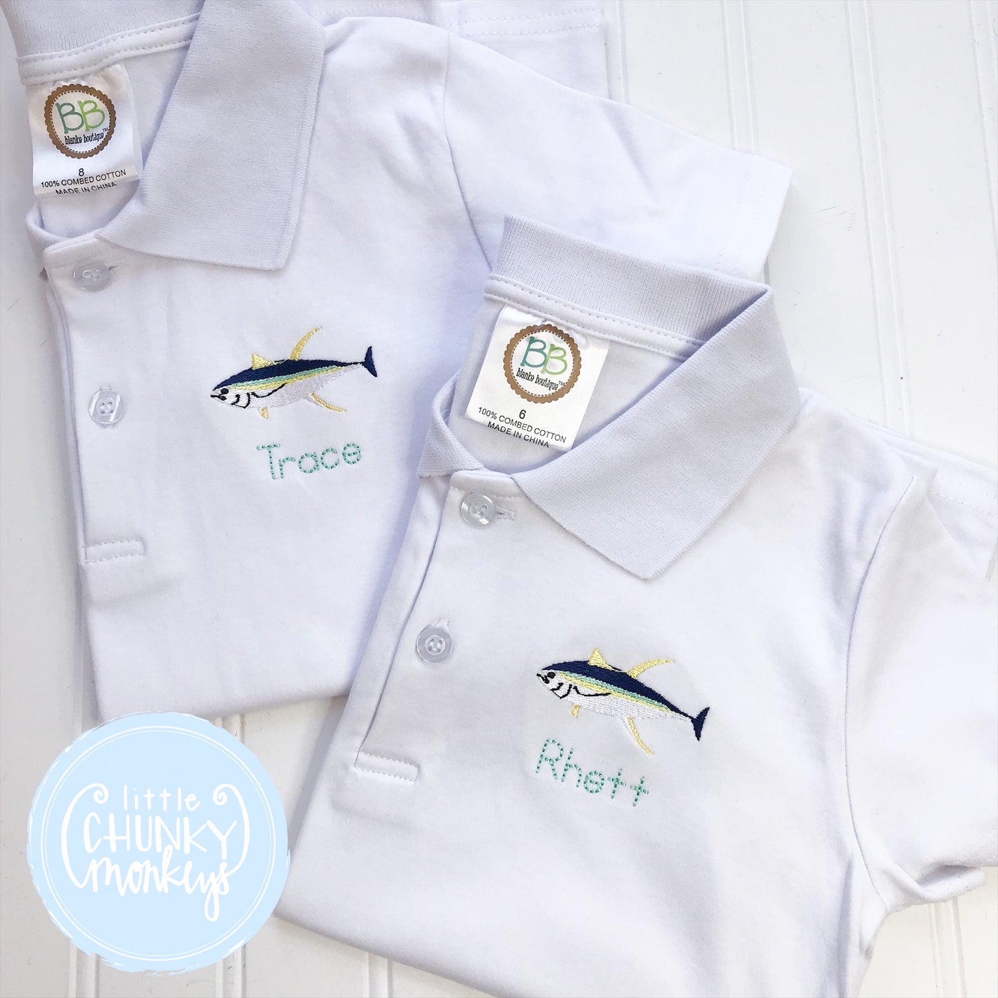 Boy Polo Shirt - Embroidered Fish