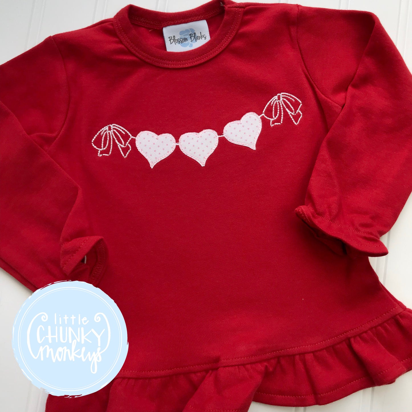 Girl Shirt - Girl Valentine Shirt - Vintage Heart Banner on Red Shirt