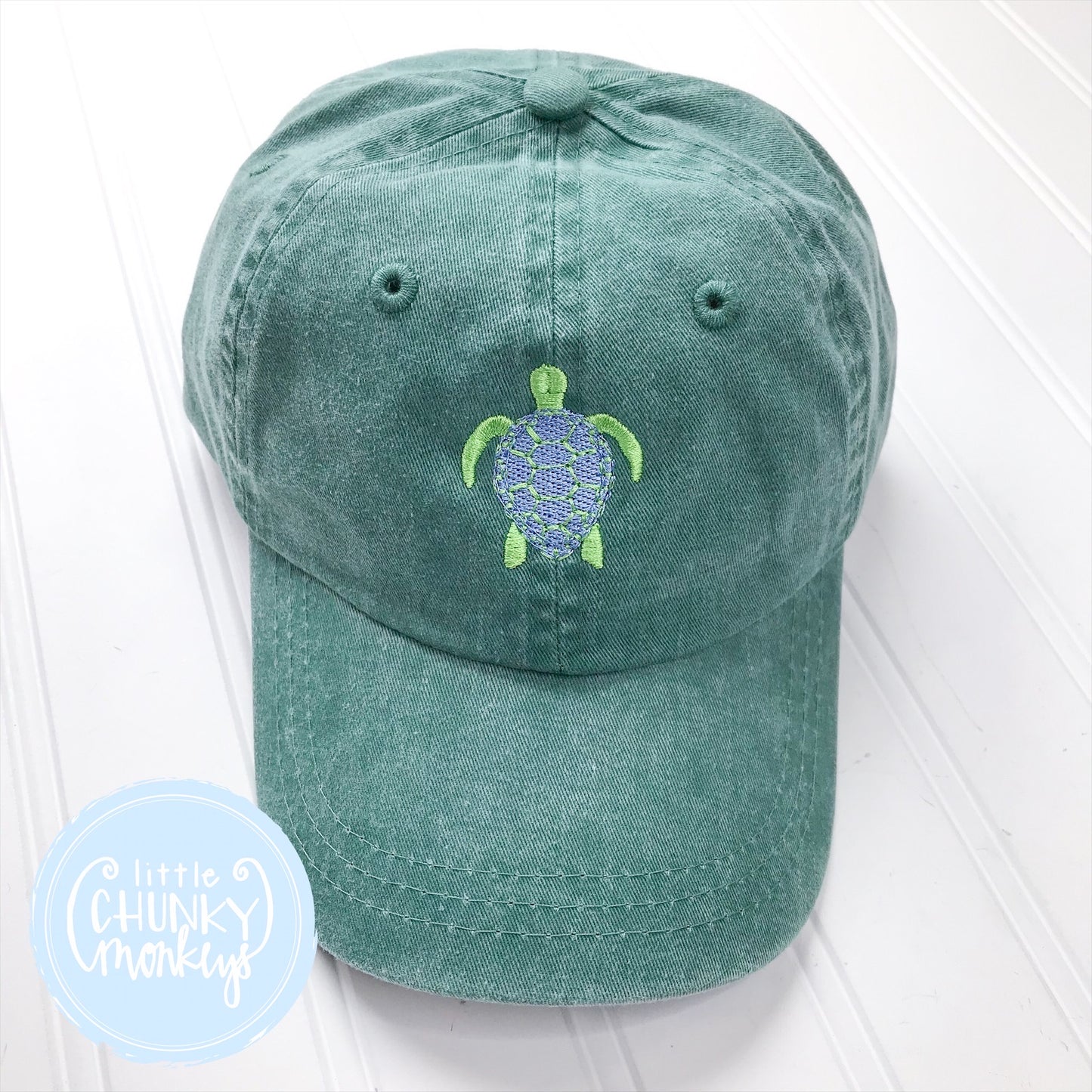 Toddler Kid Hat - Sea Turtle on Forest Green Hat