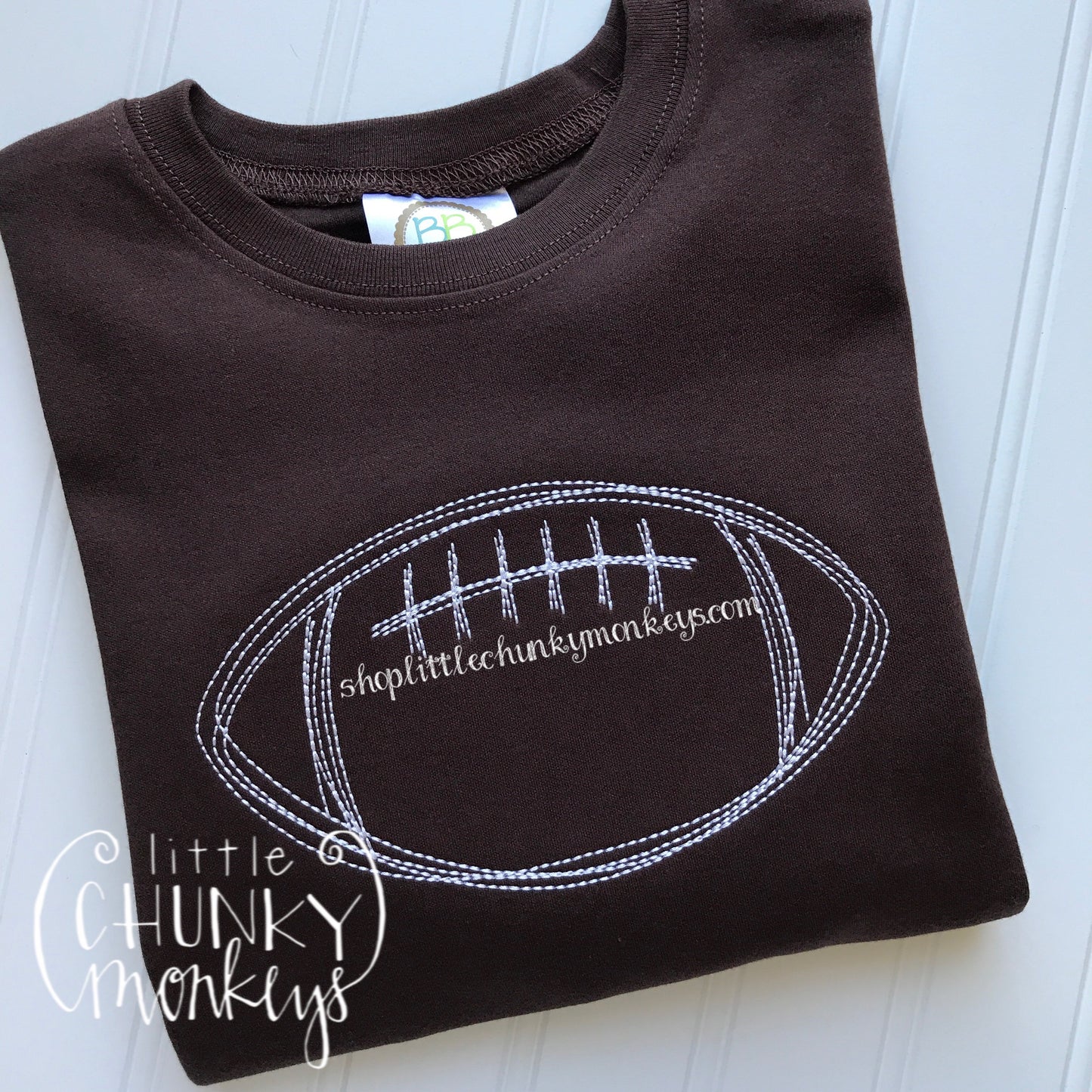 Boy Shirt - Stitch Football on Brown Shirt