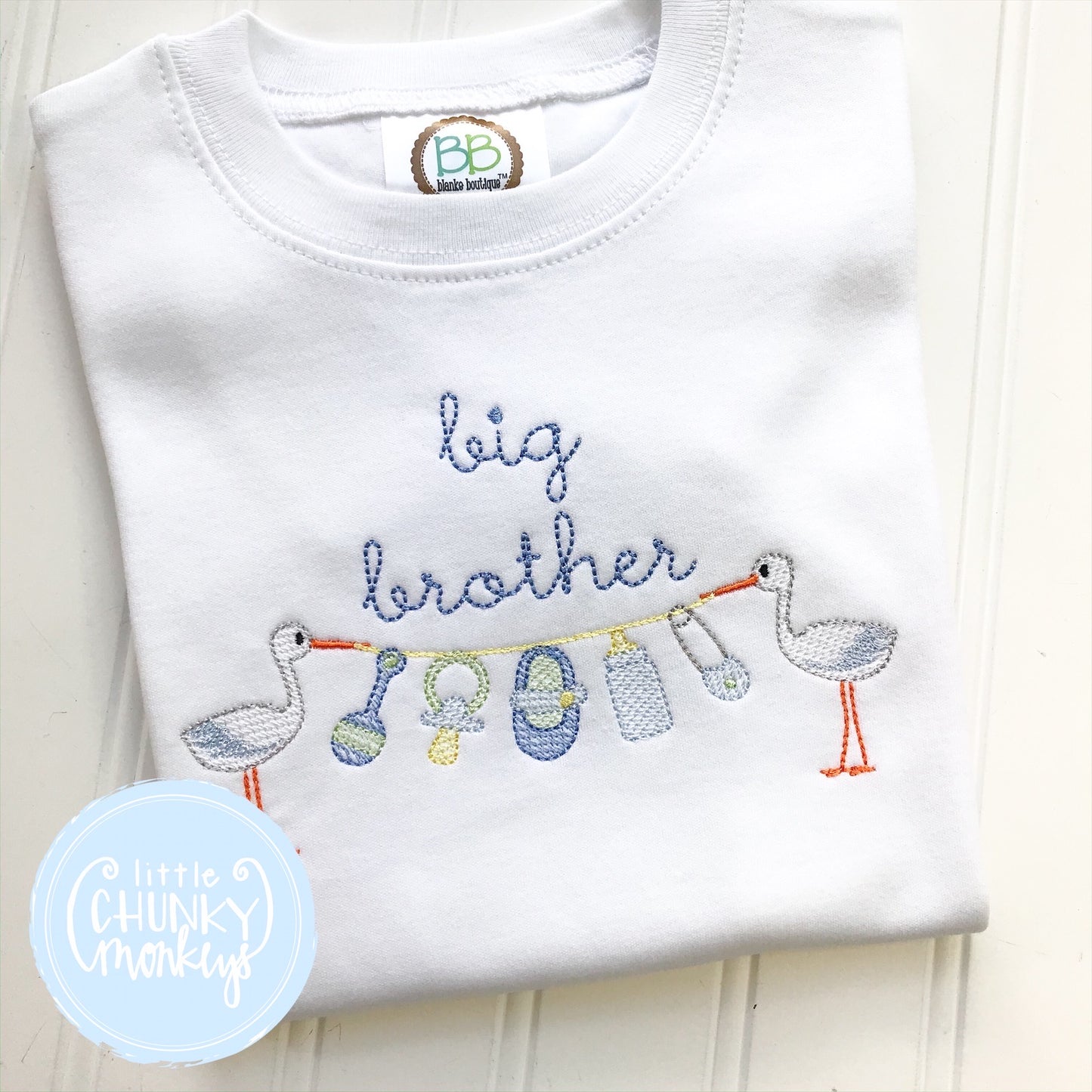 Boy Shirt- Bring Home Shirt- Vintage Stitch Stork- Big Brother