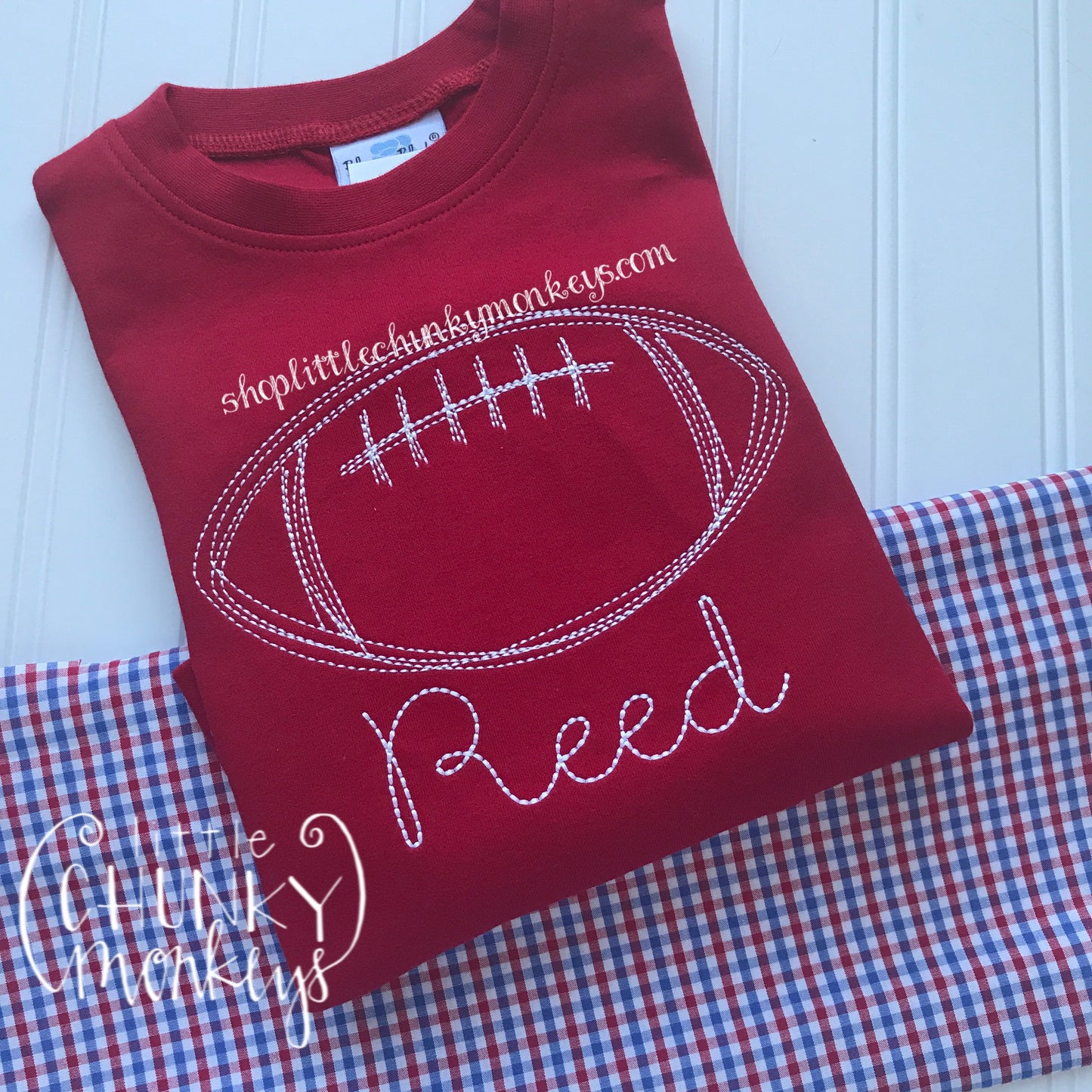 Boy Shirt - Stitch Football on Red