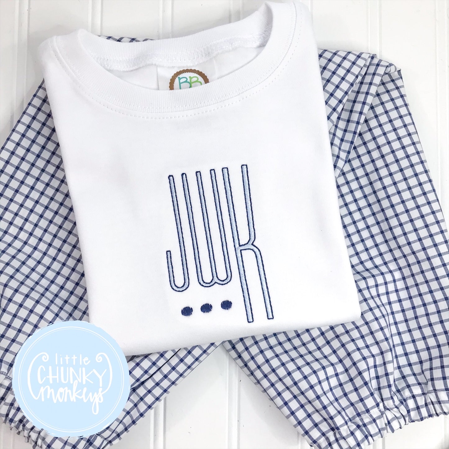 Boy Shirt - Thin Monogram with Dots
