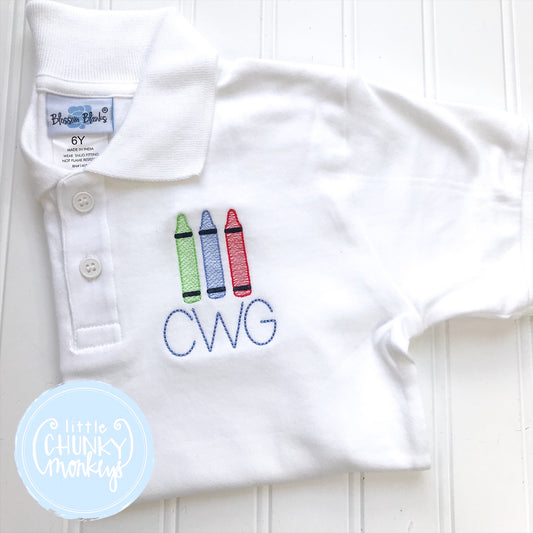 Boy Polo Shirt - Crayons and Initials