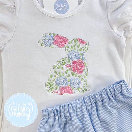 Ready to Ship - 5T Short Sleeve - Floral Bunny