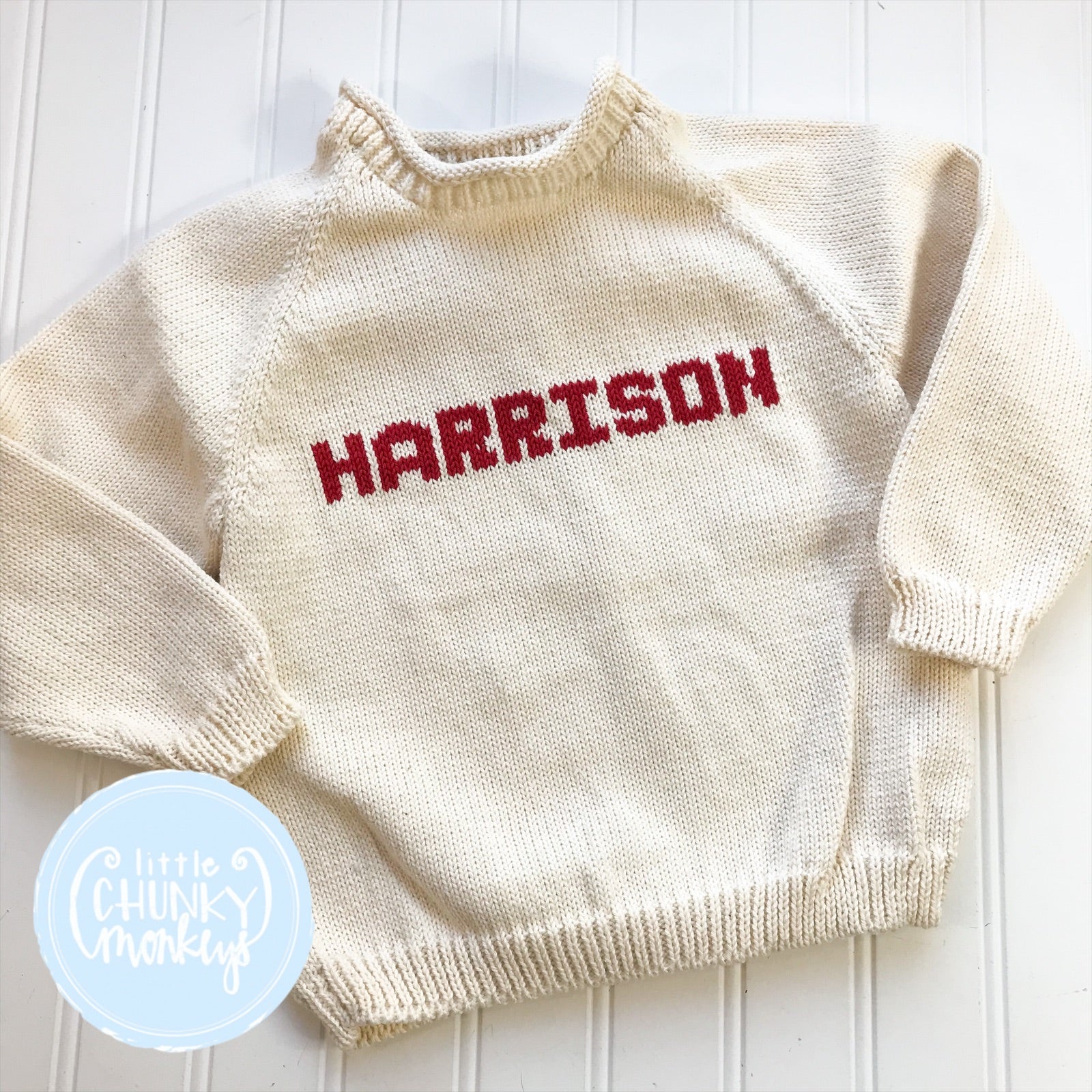 Custom Knit Name Sweater - Denim Blue