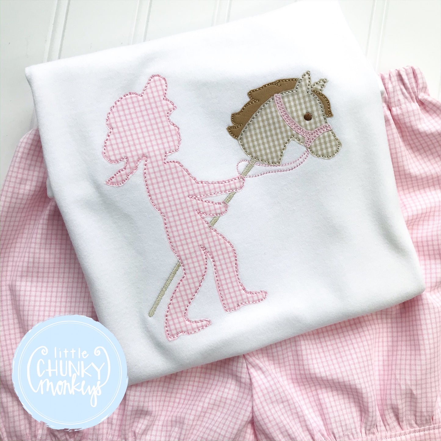 Girl Shirt - Cowgirl with Stick Horse